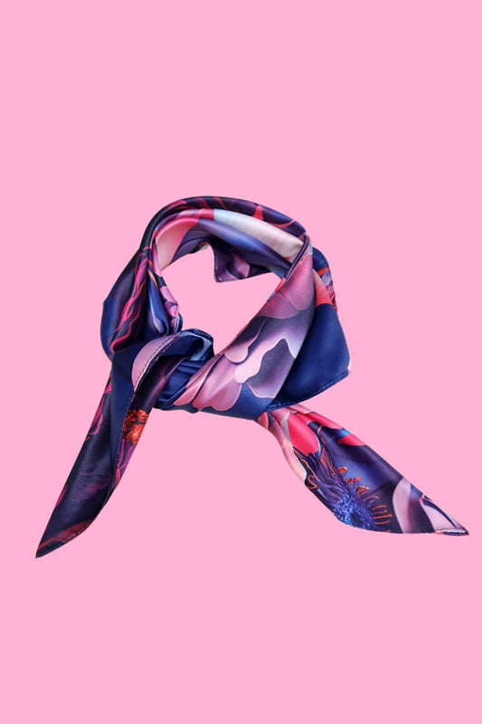 AS Square Neck Scarf - Navy Peony