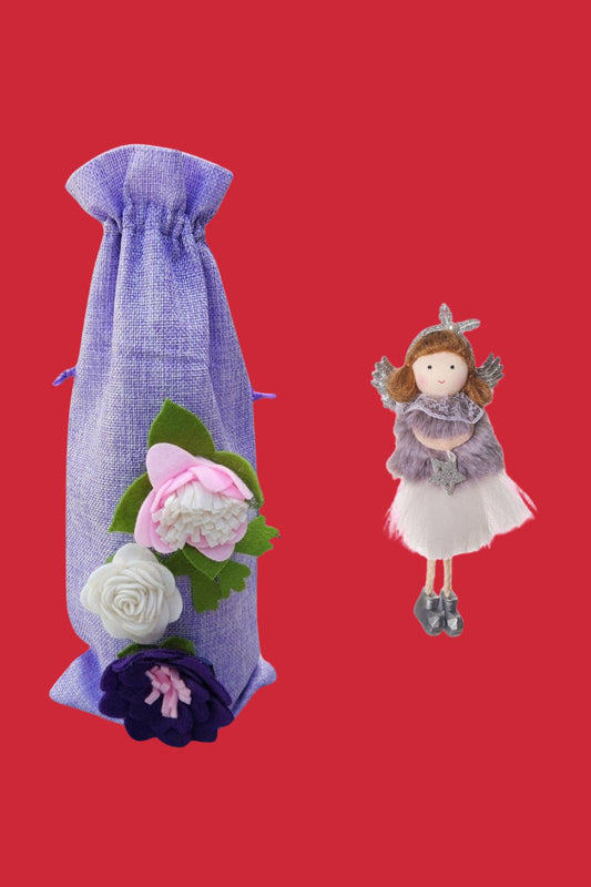 Annah Stretton Mauve Wine Gift Bag and Francie Angel set
