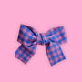 Bow Hair Clip - Pink and Blue Check
