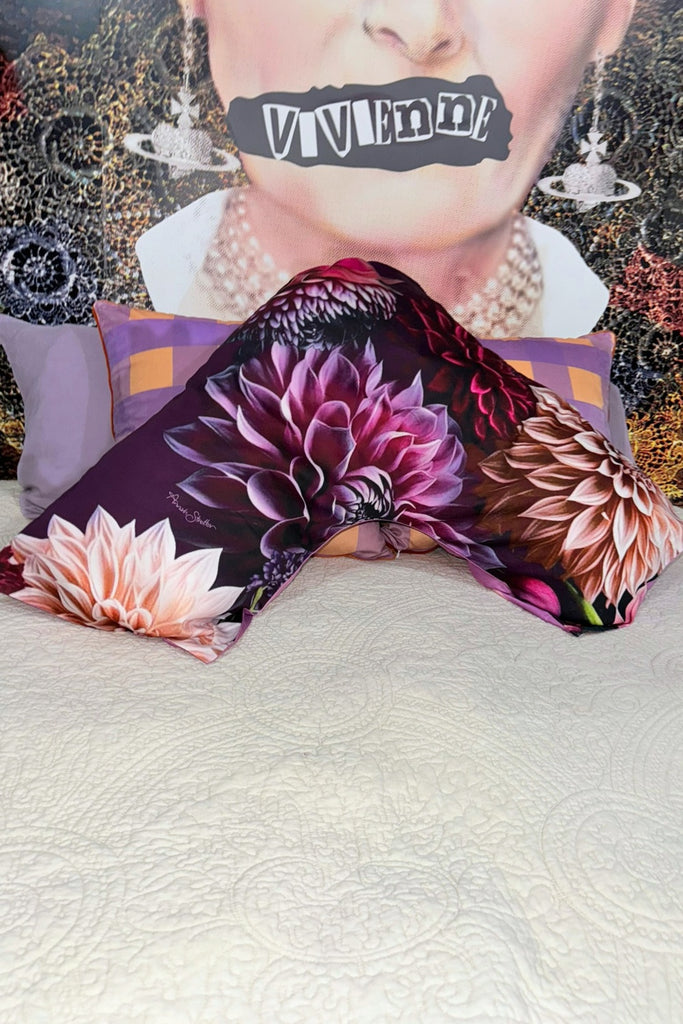 Cotton Tri Pillow Case Purple Dahlia V and U Shaped Pillow Case