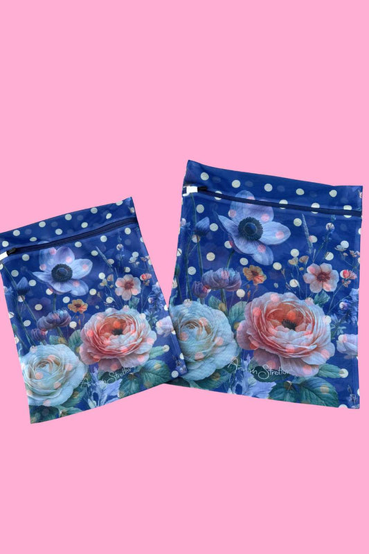 Navy Spotty Floral Wash Bag