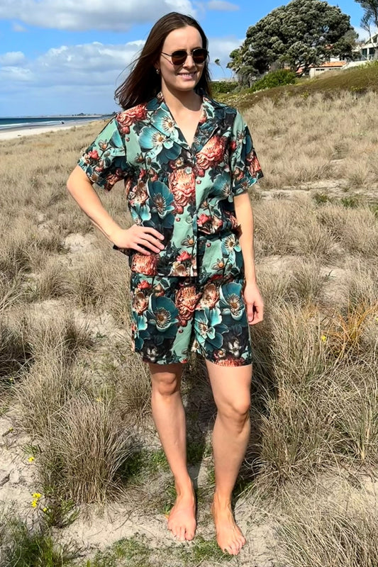 Women’s floral linen cotton shirt NZ