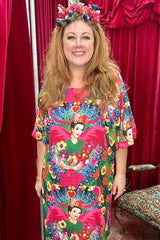 Model wearing the Annah Stretton Blair Flamingo dress