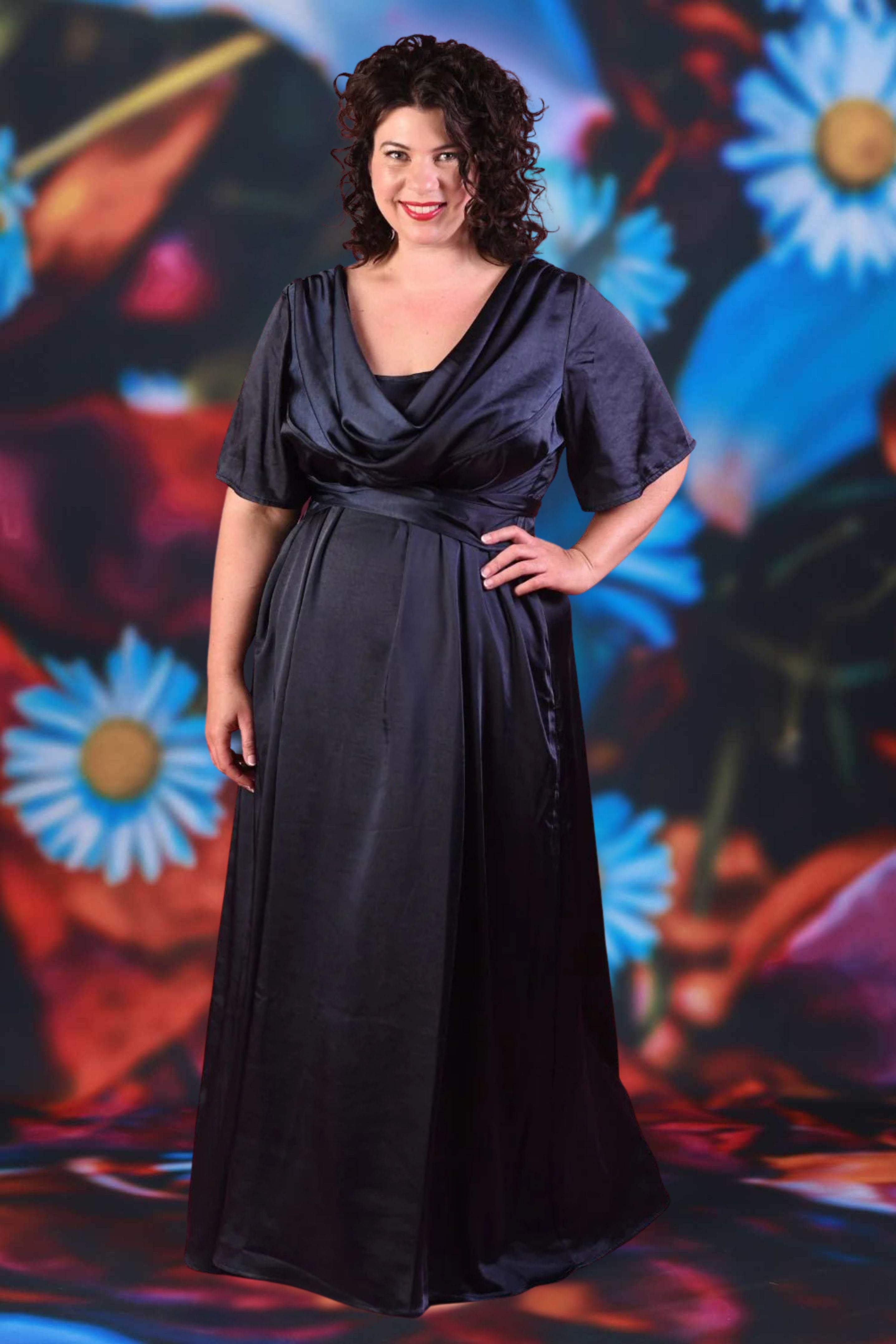Georgia Dress Navy Satin Formal Evening Dress Annah Stretton Georgia Dress Navy Satin Formal Evening Dress Annah Stretton