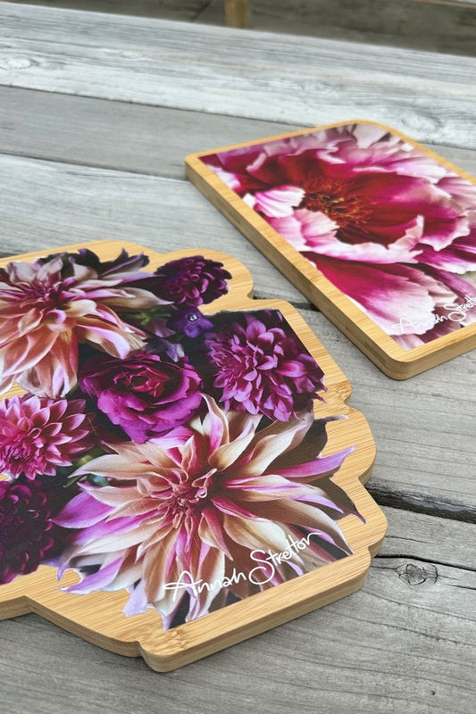 Floral bamboo platter board