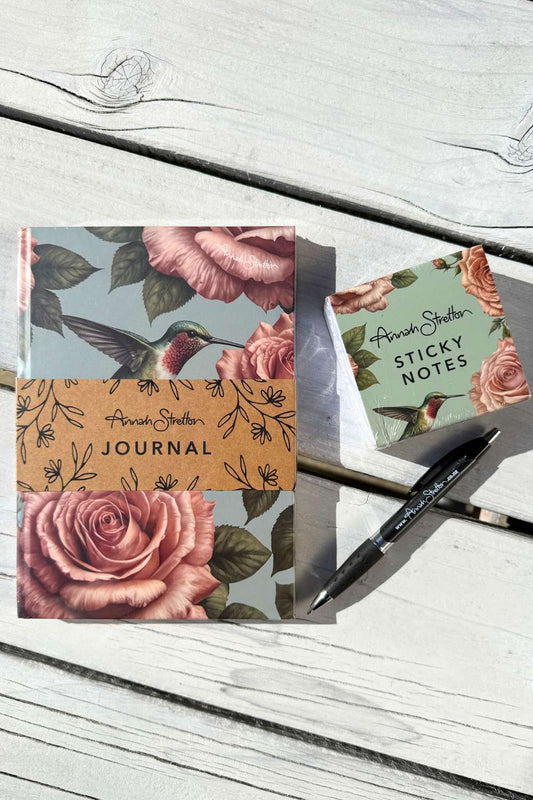 annah stretton romancing the rose stationery bundle floral journal and sticky notes set