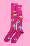 Cerise Floral Compression Socks