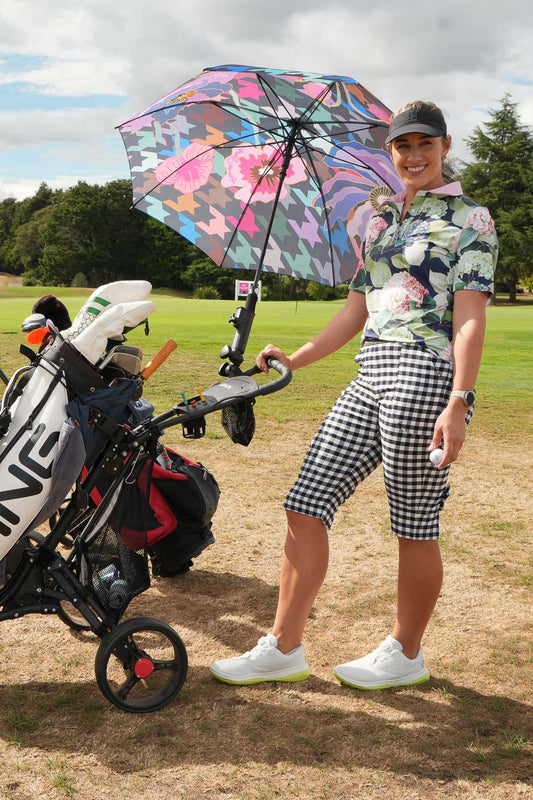 Open Golf Umbrella Houndstooth styled for course use