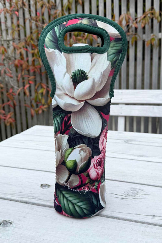 Elegant Gift Wine Bag with Magnolia Print