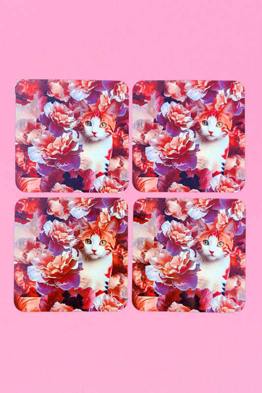 Annah Stretton ginger cat coasters