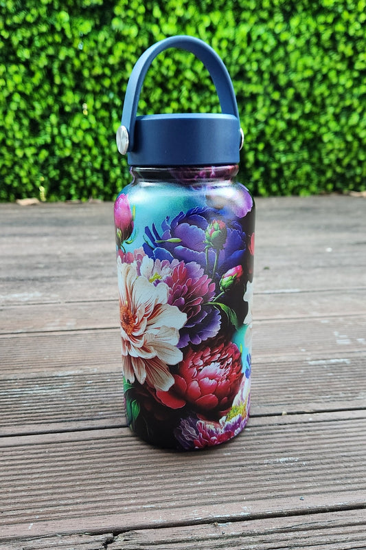 Annah Stretton Dark Peonies floral water bottle