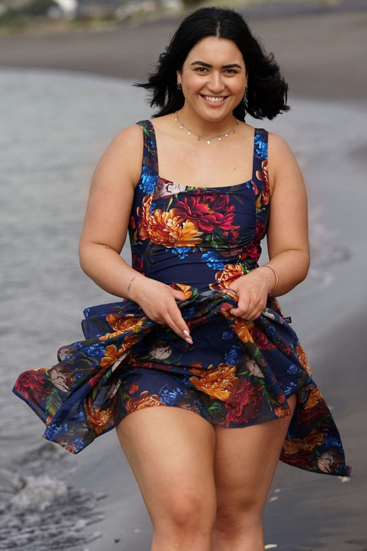 Cotton Wrap Florini Blue – floral beach accessory