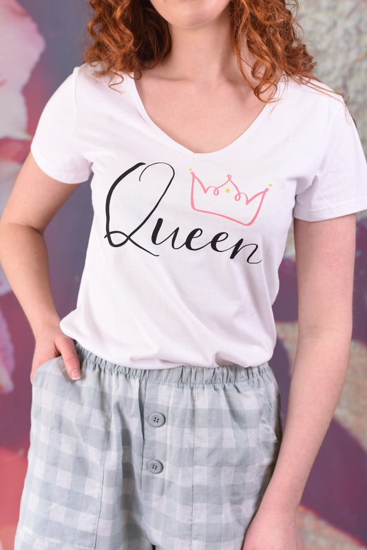 Queen Print White T Shirt