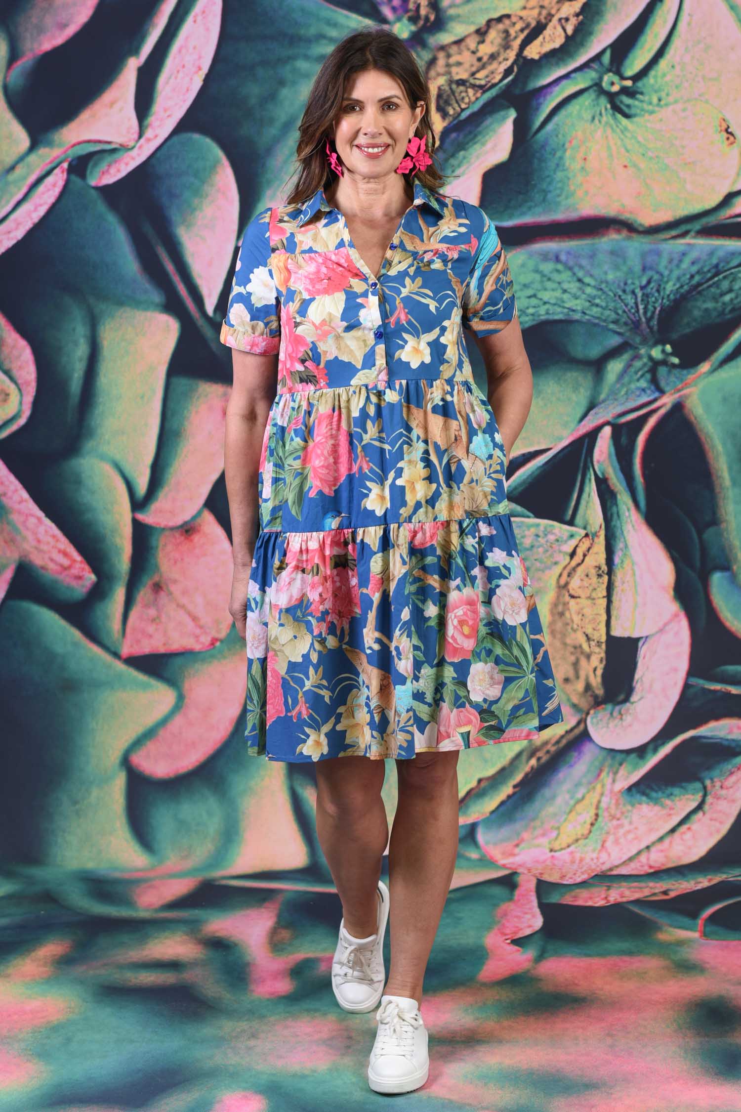 Bluebell Dress Blue Bird Beauty | Women's 100% Cotton Dress Annah Stretton Bluebell Dress Blue Bird Beauty | Women's 100% Cotton Dress Annah Stretton