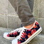 Peach Rose Canvas Shoe - Navy