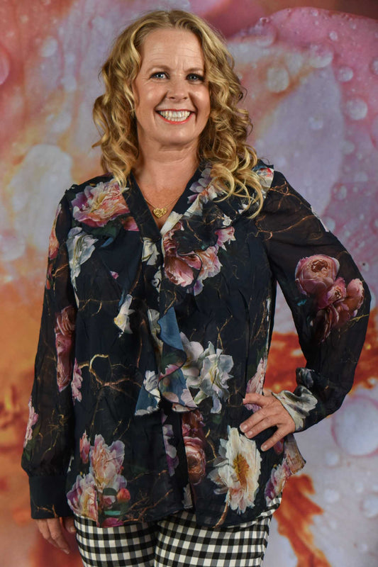 Clowning Around Blouse - Ink Floral