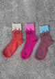 Cosy Blend Cat Socks - Includes Wool - Candy - Multi Pack Of 3