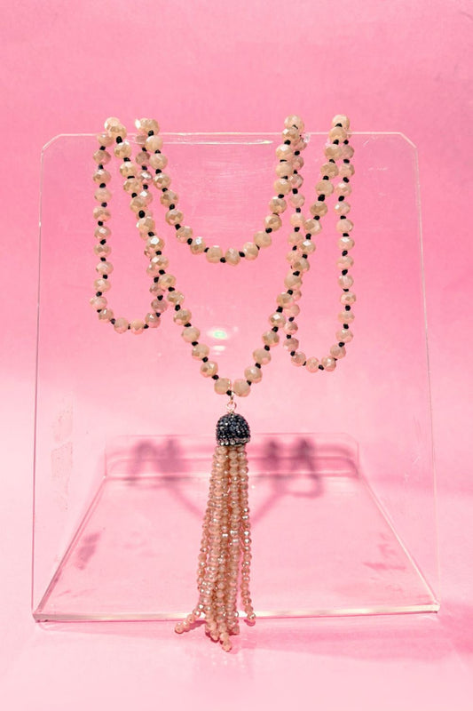 Crystal Tassel Necklace Gold – Annah Stretton women’s accessory