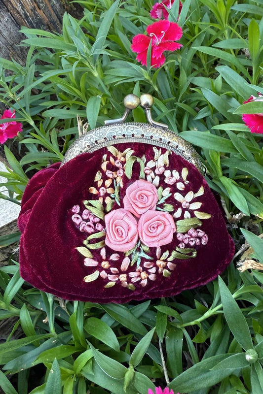Edna Velvet Coin Purse - Wine