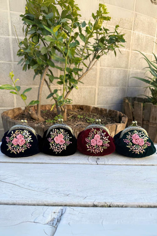 Edna Velvet Coin Purse - Navy