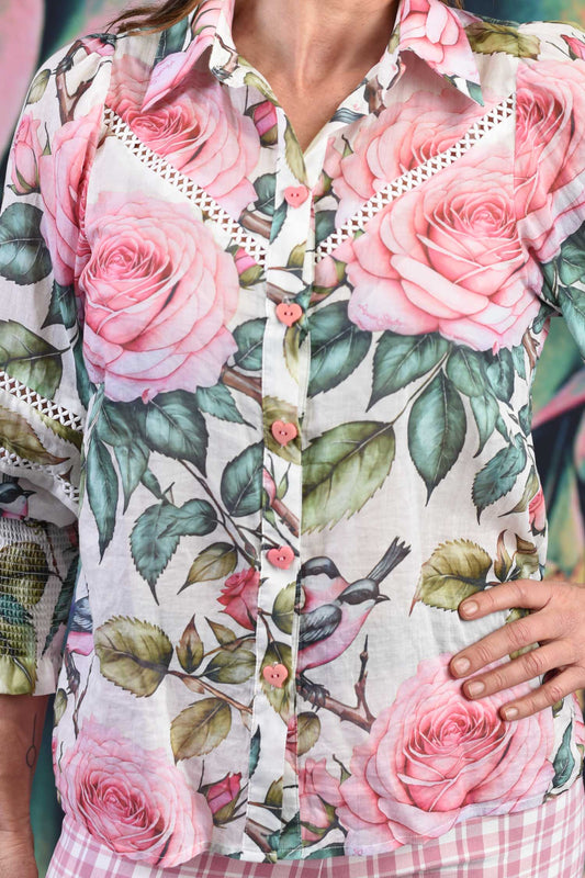 Lace detail cotton blouse by Annah Stretton