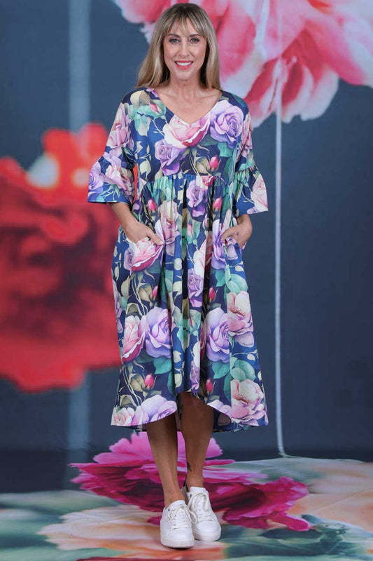 Queenie Dress - Navy Reverie