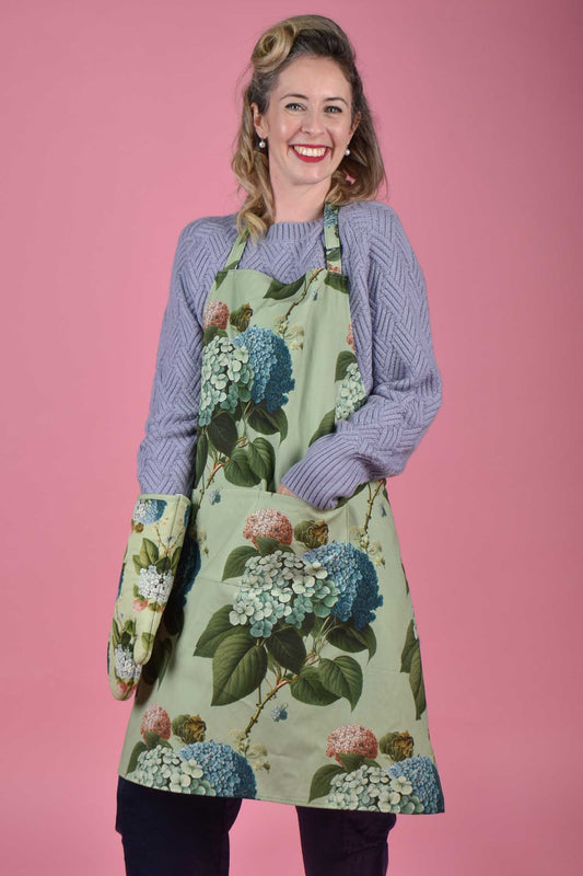 annah stretton hydrangea bunches apron floral print