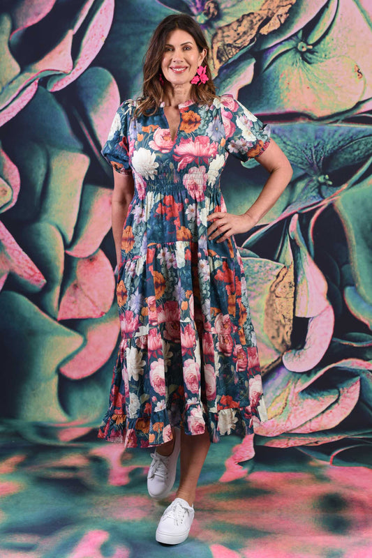 Indie Dress Midnight Floral Waltz – women’s 100% cotton dress
