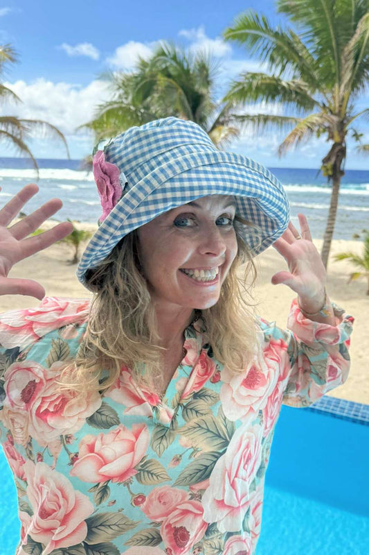 Izzy Bucket Hat - Blue Gingham