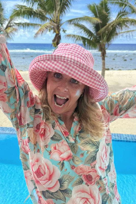 Izzy Bucket Hat - Pink Gingham