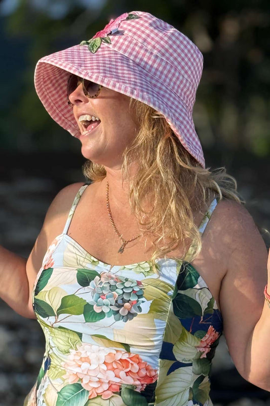 Izzy Bucket Hat - Pink Gingham