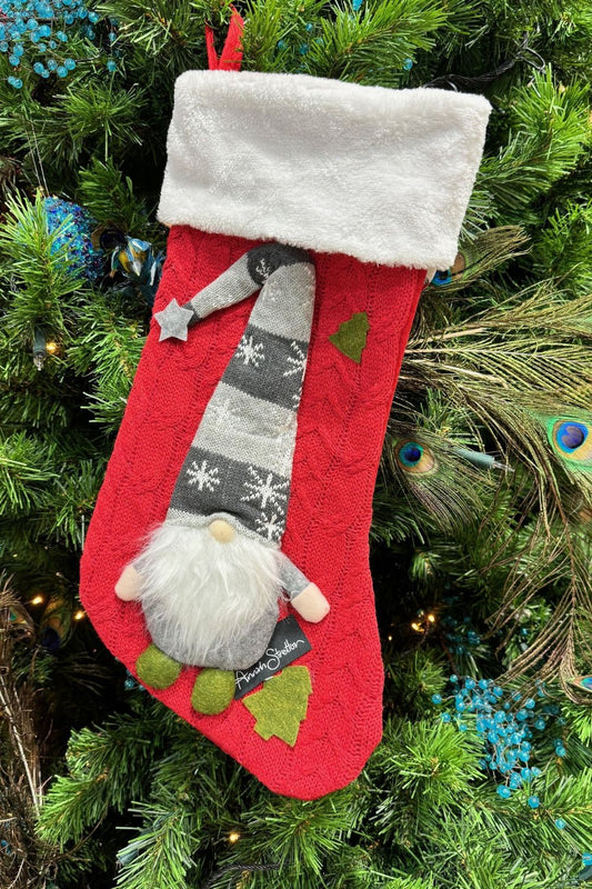 Festive Christmas stocking with gnome detail
