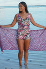 Front view Lucy Tankini Petal Poem – NZ women's swimwear two-piece