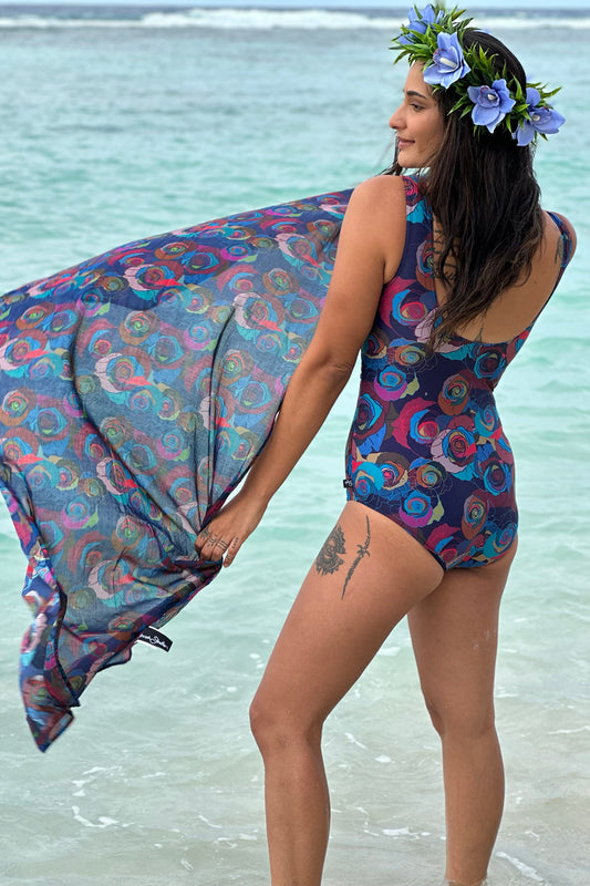 Violet Rose swim wrap – floral beach accessory