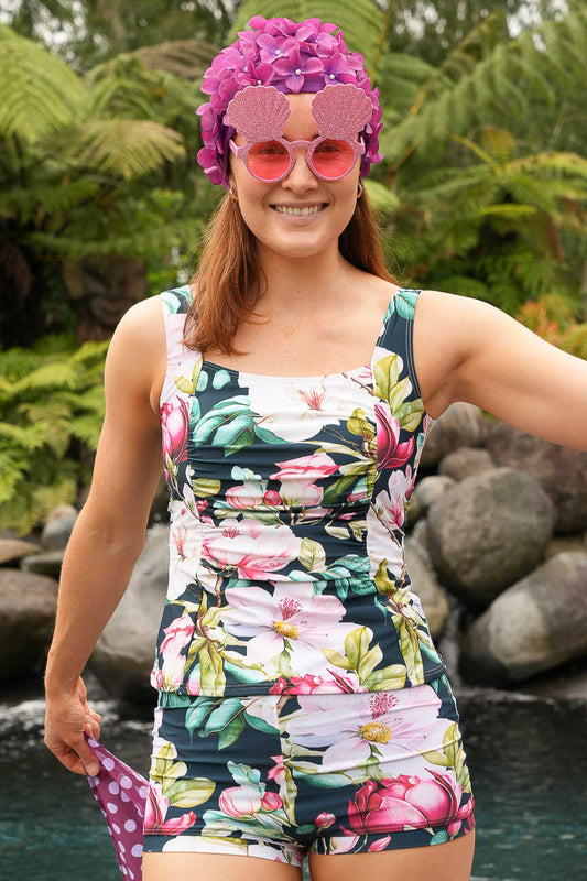 Marilyn Tankini Magnolia Festive front view – women's tankini set