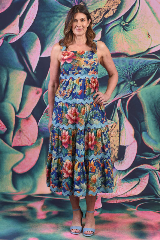 Meg Dress Medieval Romance – women’s 100% cotton tiered dress