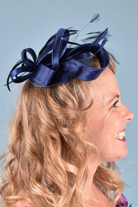 Ribbons In The Sky Fascinator - Navy