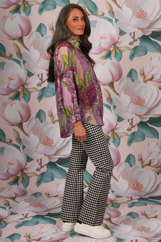 100% linen button-up floral shirt