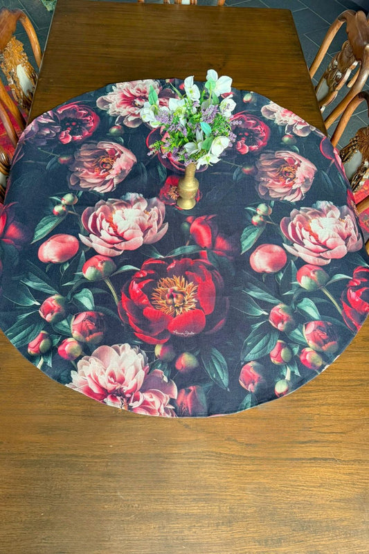 Festive Whisper print table runner styled on dining table – Annah Stretton design