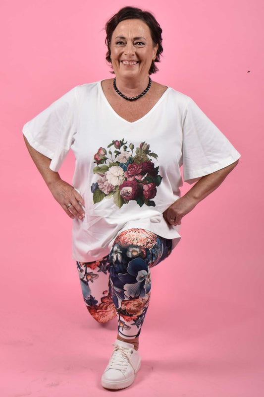 Shannon Yoga Legging Blue Bloom styled for golf and yoga