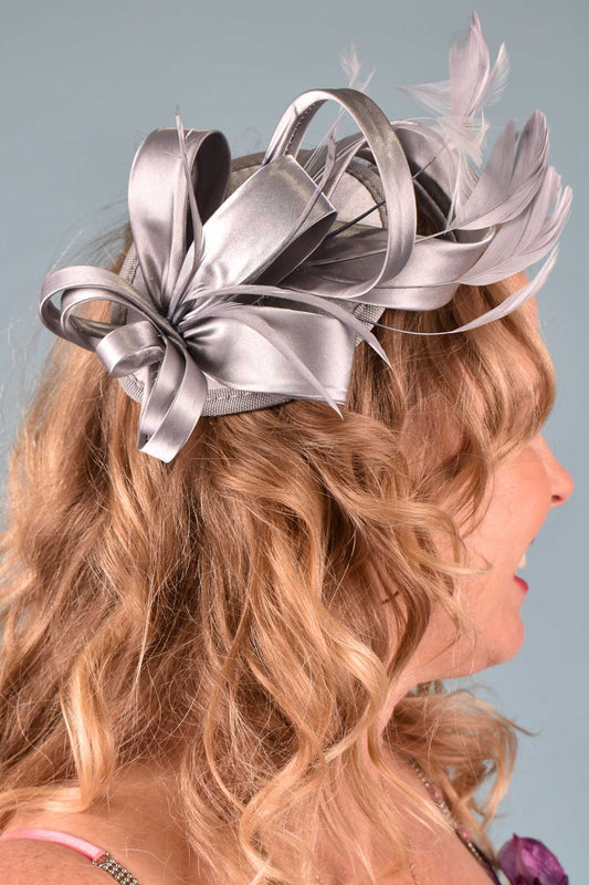 Ribbons in the Sky Fascinator - Silver