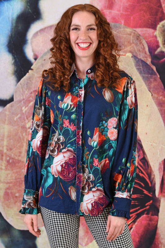 Annah Stretton Sydney Shirt Navy Wild Flowers
