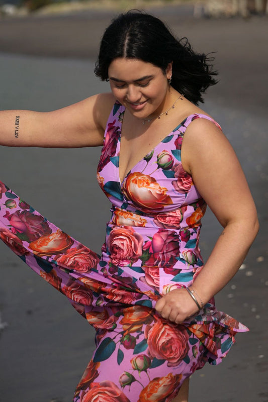 Cotton Wrap Lilac Roses – floral summer accessory