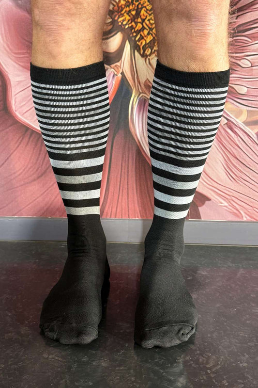 Unisex Compression Socks - Black Stripe