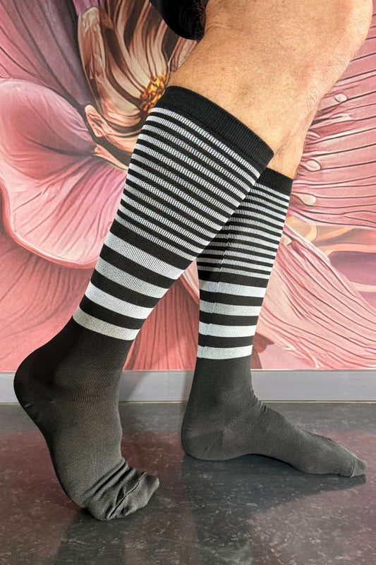 Unisex Compression Socks - Black Stripe