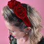 Velvet Rose Headband - Rouge