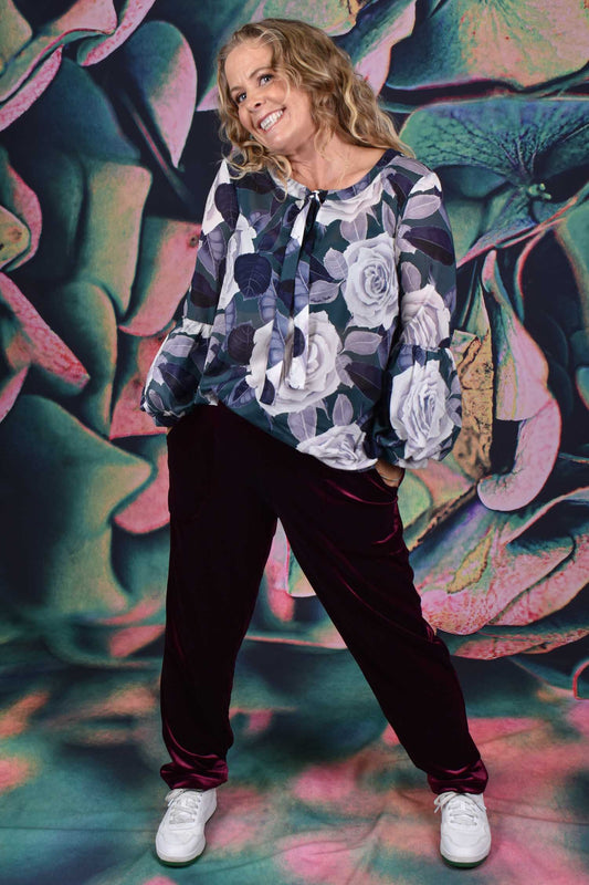 Vesta Vena Velvet Pants - Burgundy