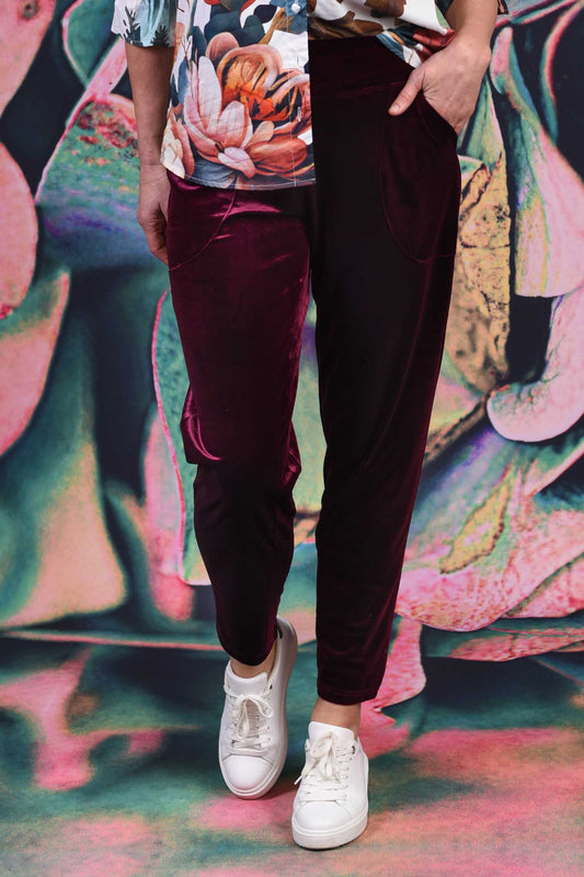 Vesta Vena Velvet Pants - Burgundy