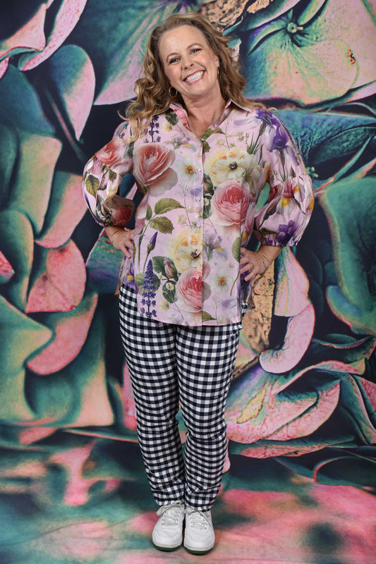 Vita Narrow Leg Pants - Navy Check