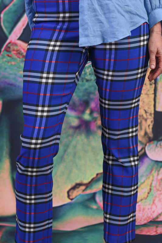 Vita Straight Leg Pant - Colbalt Plaid